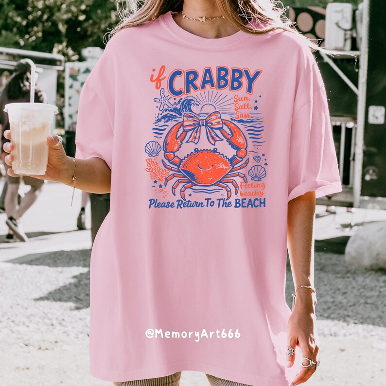 Vintage style sassy summer coquette beach png, cute dancing crab design, funny beach quote shirt, coastal aesthetic summer graphic, retro ocean illustration, beach vacation outfit, trendy women shirt design, Cricut SVG PNG download, sublimation file, bold outline vector, summer beach vibes tee