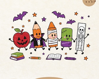 Halloween School Supplies SVG PNG, Classroom Boo Crew, Teacher Shirt Sublimation Design