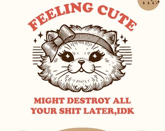 Funny Cat SVG PNG: Sarcastic Retro Design (Digital Download)