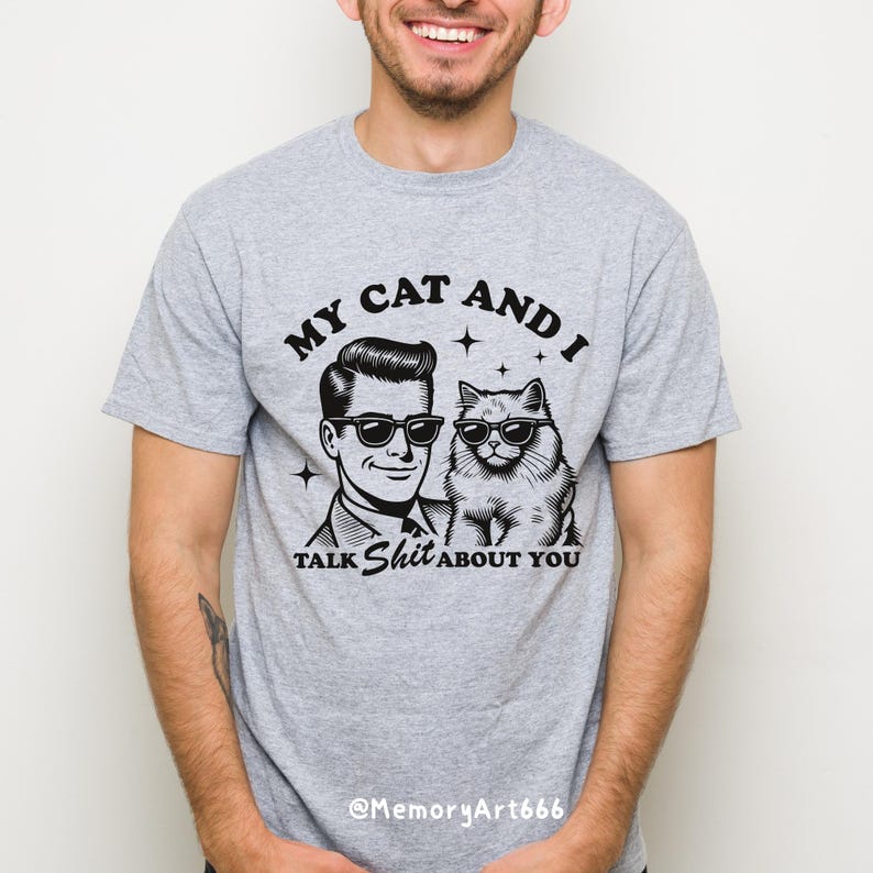 Rolig kattpappa SVG PNG: Min katt och jag pratar, sarkastiska citatdesigner bild 3