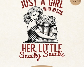 Funny Retro Snacky Snacks Lover Girl SVG PNG Shirt Sublimation Design
