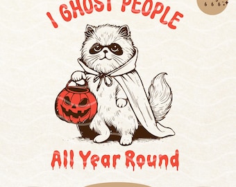 Funny Halloween Ghost Cat SVG PNG Shirt Sublimation Design