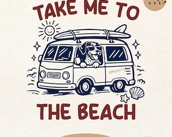 Surf van Beach Trip Summer GSP Braque allemand à poil court chien maman SVG PNG Design