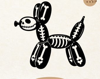 SVG et PNG d'un chien squelette en ballon pour Halloween, motif tendance et amusant pour un t-shirt destiné aux amoureux des chiens. Téléchargement gratuit.