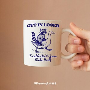Get in Loser, Funny Raccoon Riding Goose SVG PNG, Sarcastic Humor Quote Design image 7