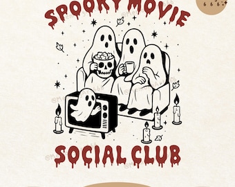 Spooky Movie Club, rétro Halloween fantôme PNG SVG chemise sublimation conception