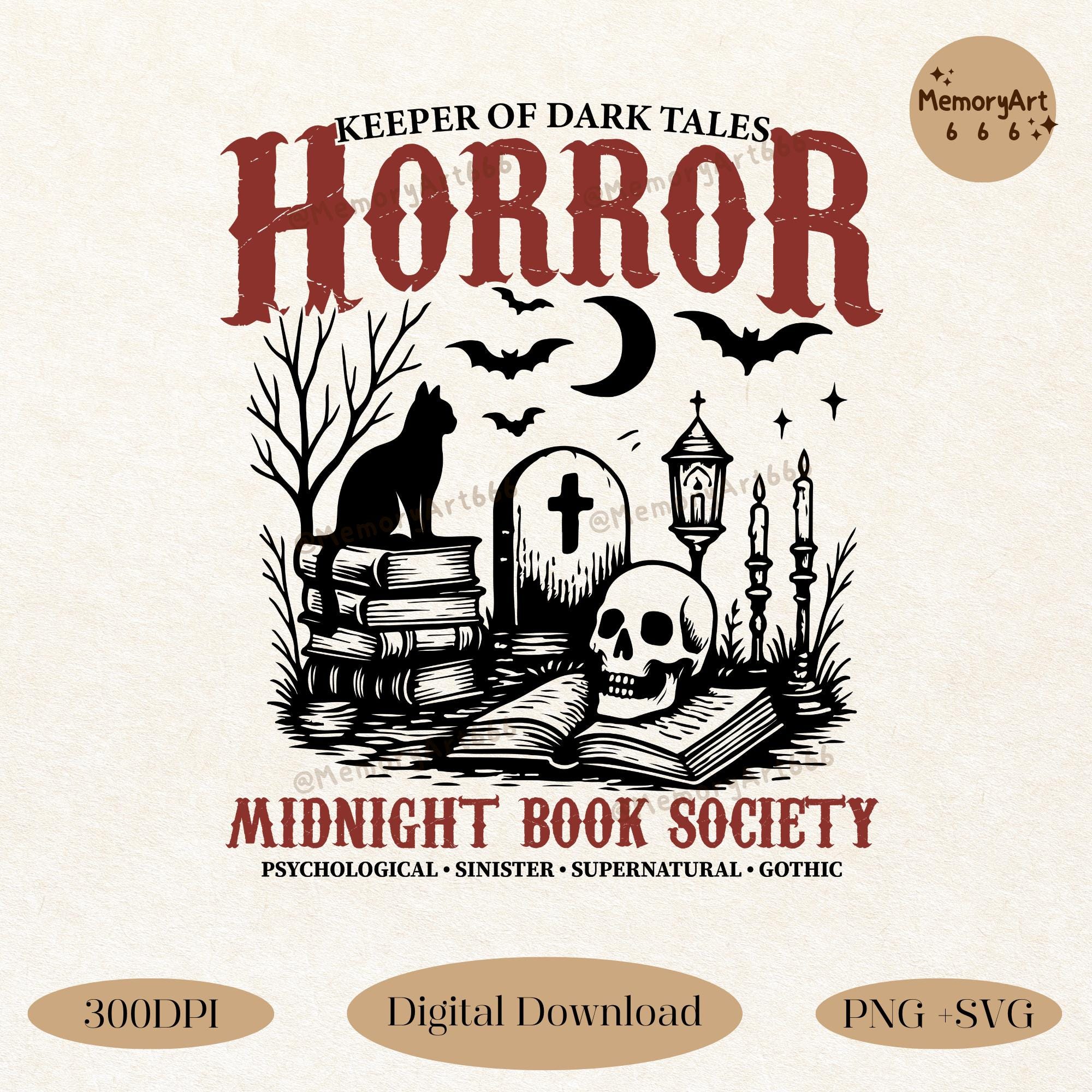 ホラーブッククラブ SVG PNG、不気味なゴシックハロウィン読書好き向け