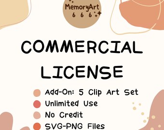 Commercial License: 5 Clip Art Listings, Unlimited Use