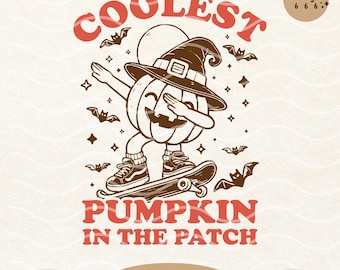 Coolest Pumpkin SVG PNG: Retro Halloween Design (Digital Download)