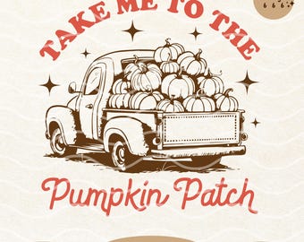 Llévame al huerto de calabazas SVG PNG, diseño de camión de calabazas vintage, gráfico rústico de cosecha de otoño, sublimación de otoño de granja