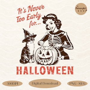 Retro Cat mama Halloween Woman SVG PNG: its never too early Spooky Season Design