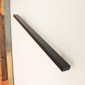 2x1 Powder Coated Modern Minimalist Metal Handrail, Handrail For Stairs, Straight End