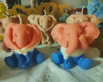 Elephant Trio Candle Bundle, "See No Evil Hear No Evil Speak No Evil" Handmade Personalized Colors and Scents for each candle chosen by you