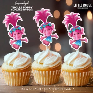 Poppy Personalized Face Cupcake Toppers