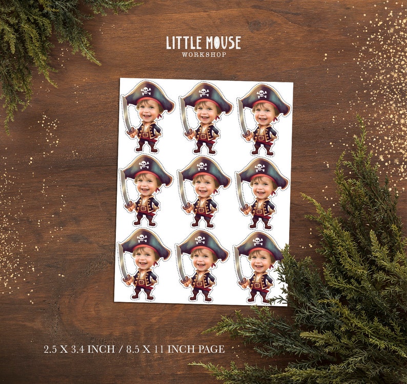 Pirate Personalized Face Cupcake Toppers image 2