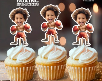 Boxing Personalized Face Cupcake Toppers