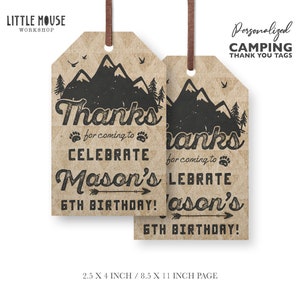 Camping Birthday Thank You Tags