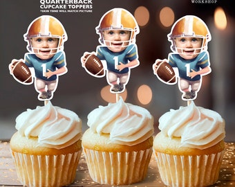 Football Personalized Face Cupcake Toppers