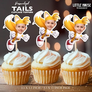 Sonic The Hedgehog Tails Personalized Face Cupcake Toppers