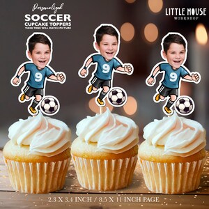 Soccer Personalized Face Cupcake Toppers