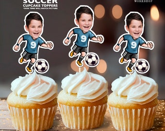 Soccer Personalized Face Cupcake Toppers