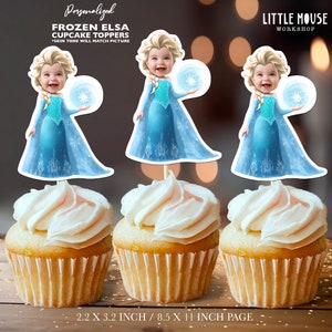 Frozen Elsa Personalized Face Cupcake Toppers