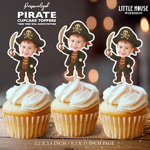 Topper per cupcake personalizzati con volto da pirata