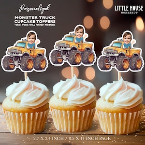 Monster Truck Personalized Face Cupcake Toppers