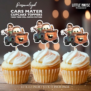Topper per cupcake con viso personalizzato Mater