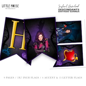 Descendants Printable Birthday Banner - Etsy