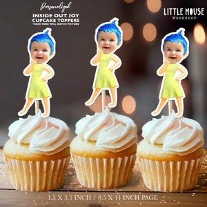 Inside Out Joy Personalized Face Cupcake Toppers