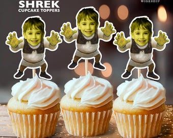 Shrek Personalized Birthday Cupcake Toppers | Custom Face Party Decor