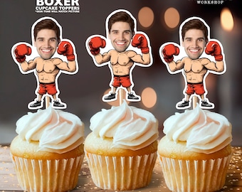 Boxing Personalized Face Cupcake Toppers