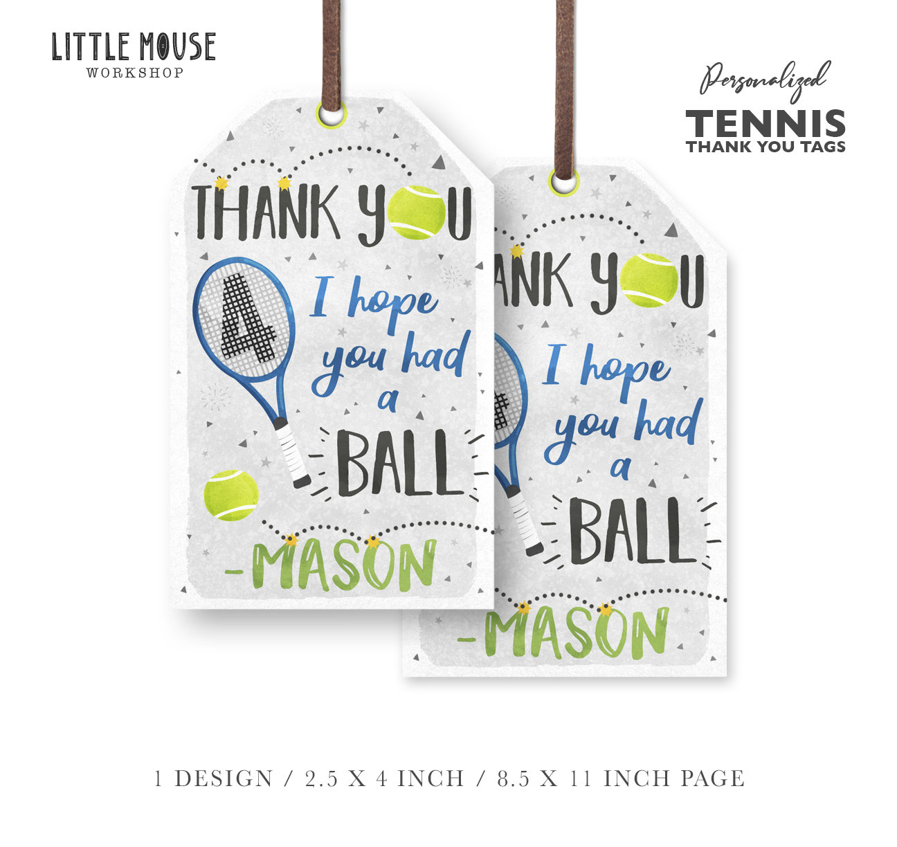 Tennis Birthday Thank You Tags - Etsy