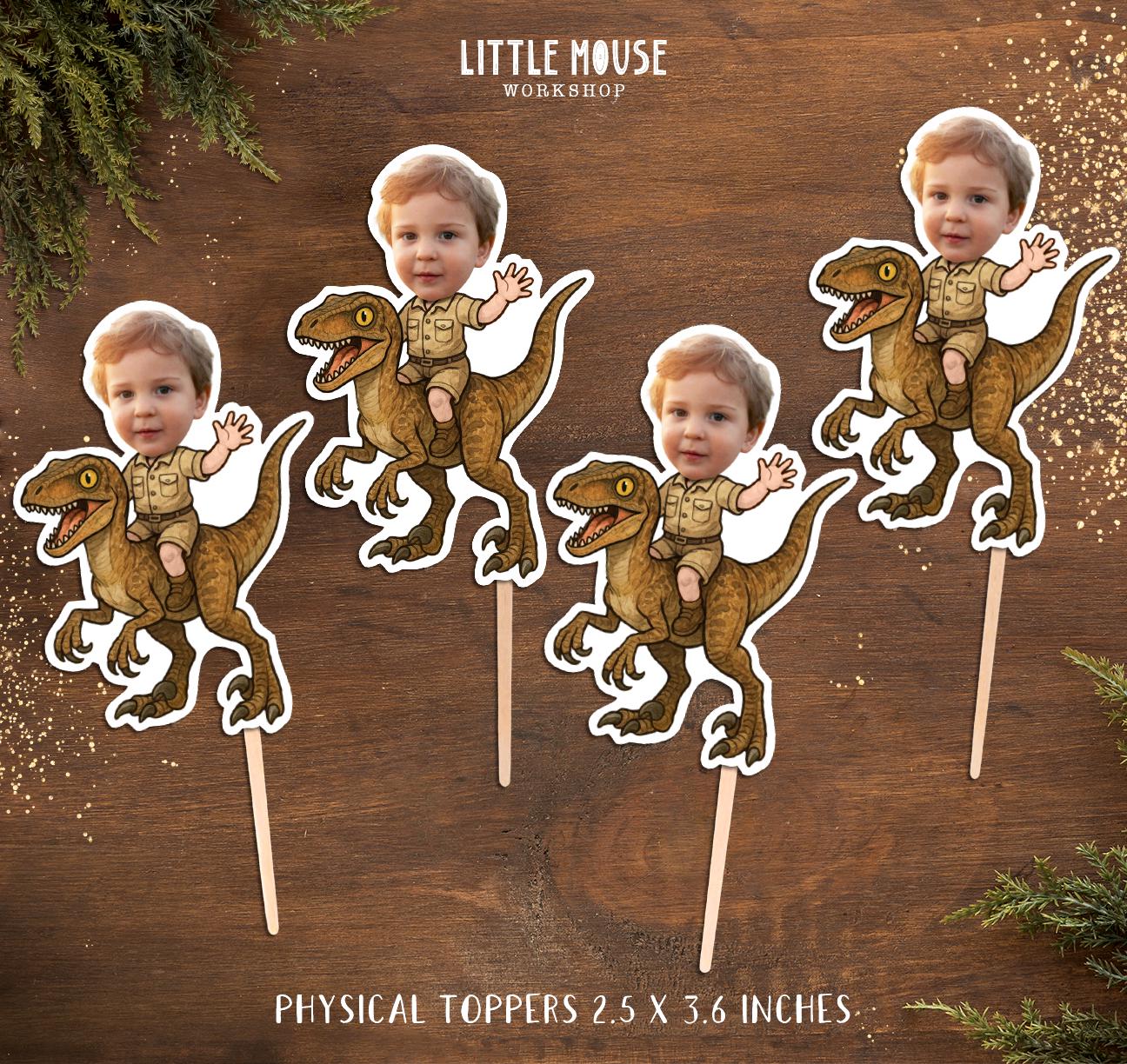 Raptor Rider Personalized Birthday Cupcake Toppers | Custom Face Party ...