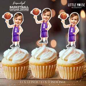Basketball Personalized Face Cupcake Toppers
