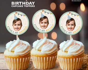 Birthday Personalized Face Cupcake Toppers