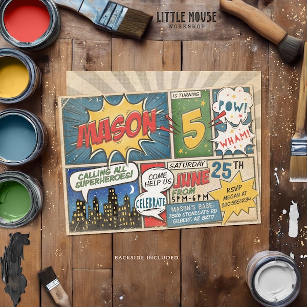 Comic Book Birthday Invitation