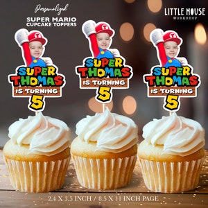 Super Mario Cupcake-Topper mit personalisiertem Gesicht