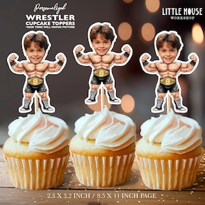 Wrestler Personalized Face Cupcake Toppers