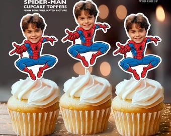Spider-Man Personalized Birthday Cupcake Toppers | Custom Face Party Decor