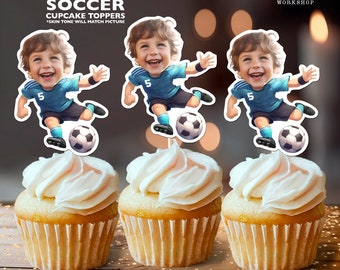 Soccer Personalized Face Cupcake Toppers