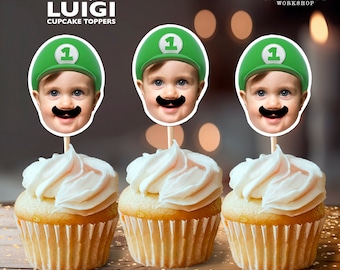 Luigi Personalized Face Cupcake Toppers