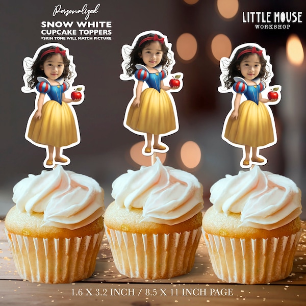 Snow White Personalized Face Cupcake Toppers