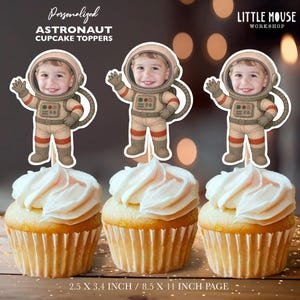 Astronaut Personalized Face Cupcake Toppers