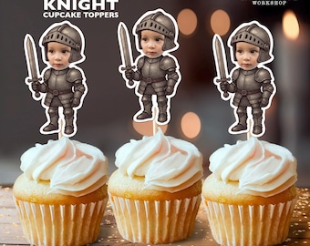 Knight Personalized Face Cupcake Toppers