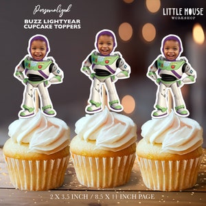 Buzz Lightyear Personalized Face Cupcake Toppers