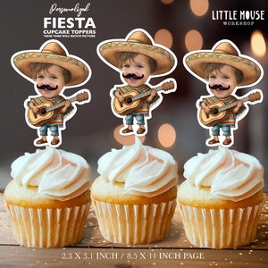 Fiesta Musician Personalized Face Cupcake Toppers