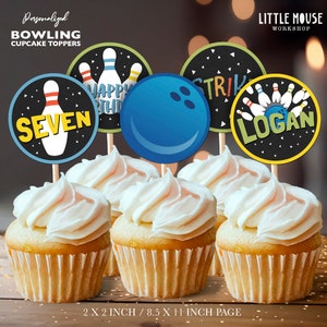 Bowling Personalized Cupcake Toppers