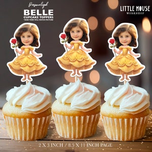 Belle personalisierte Cupcake-Topper mit Gesicht